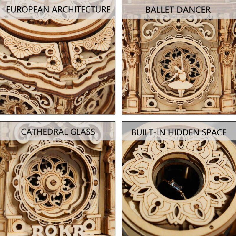 Rokr Cathedral-Style 3D Wooden Music Box Puzzle
