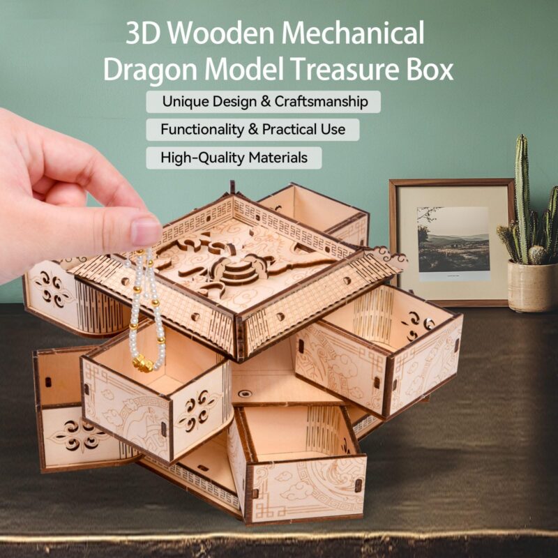 Zamtzax Mechanical Dragon Treasure Chest 3D Wooden Puzzle