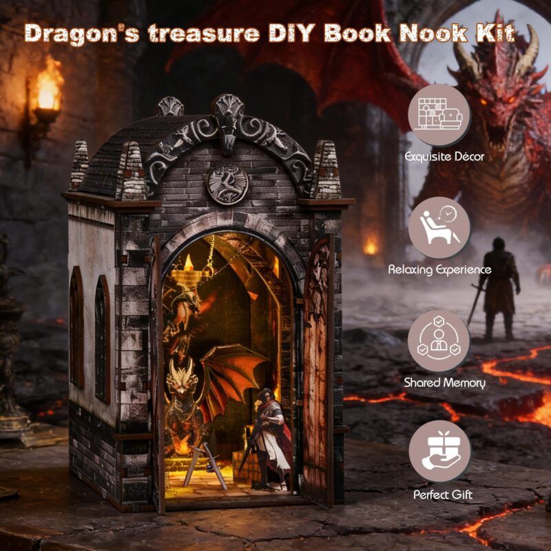 Soothee Dragon Castle DIY Book Nook Kit with LED