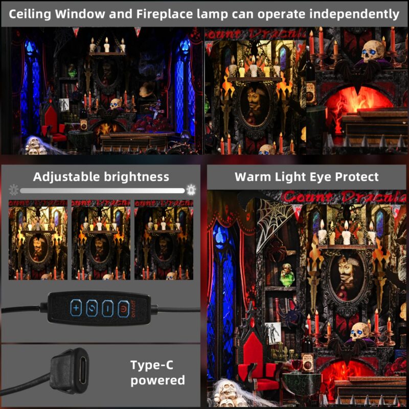 Droicc Gothic Vampire Study DIY Book Nook Kit with LED