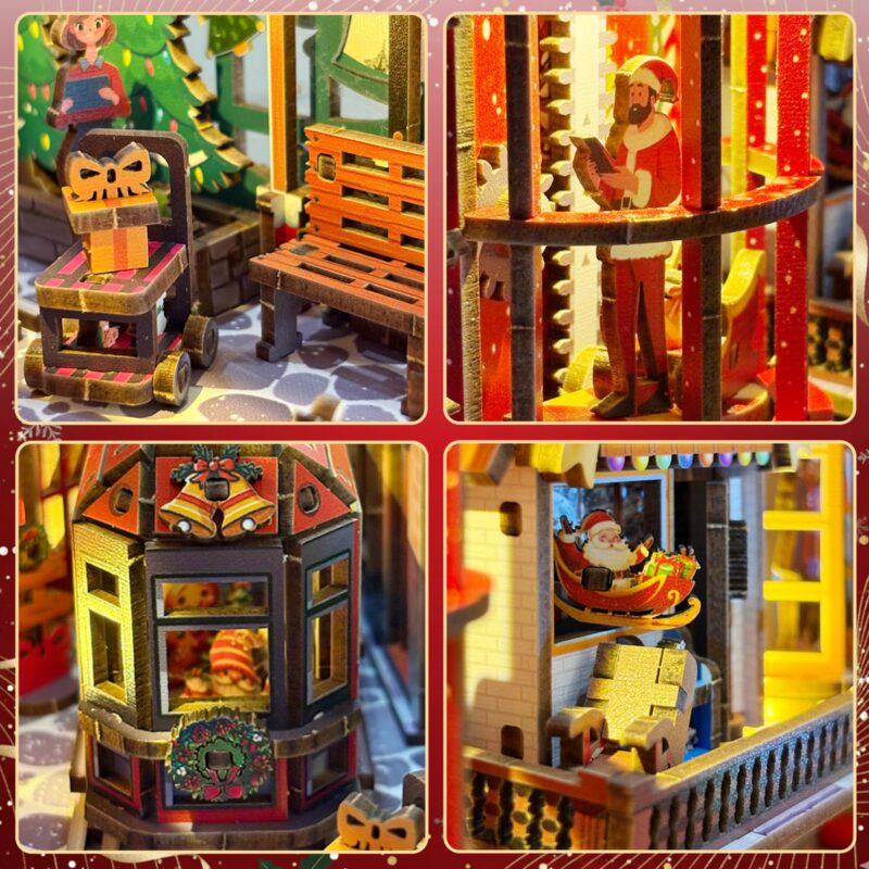 QuesEfflore Christmas Village DIY Book Nook Kit with LED