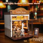 Antreatu Retro Coffee Shop DIY Book Nook Kit with LED