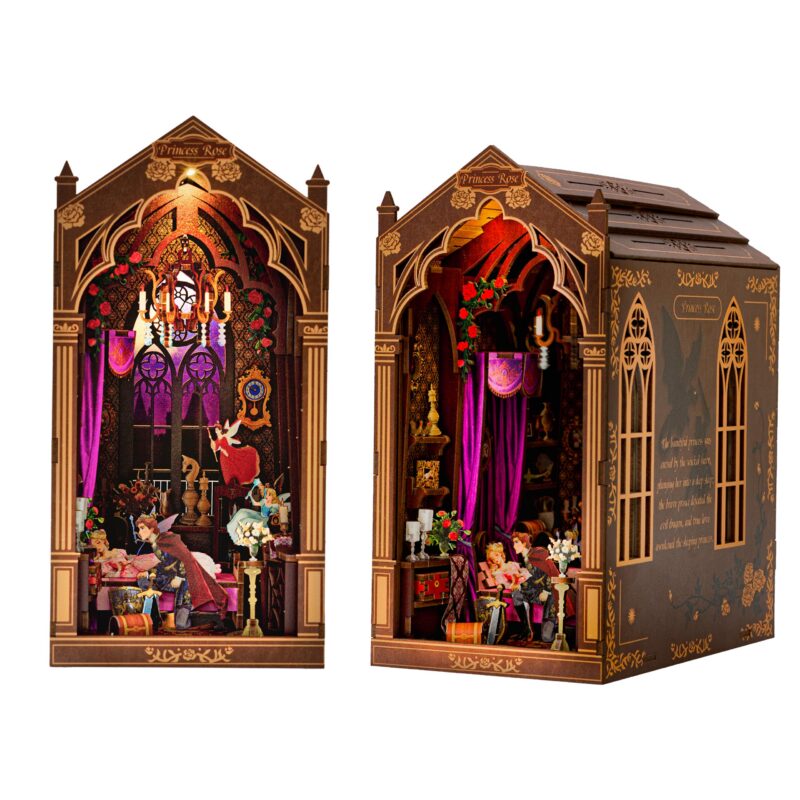 Roine Lxux Rose Princess DIY Book Nook Kit with LED