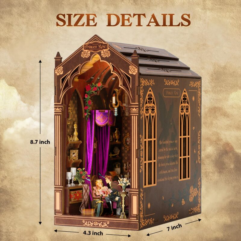 Roine Lxux Rose Princess DIY Book Nook Kit with LED