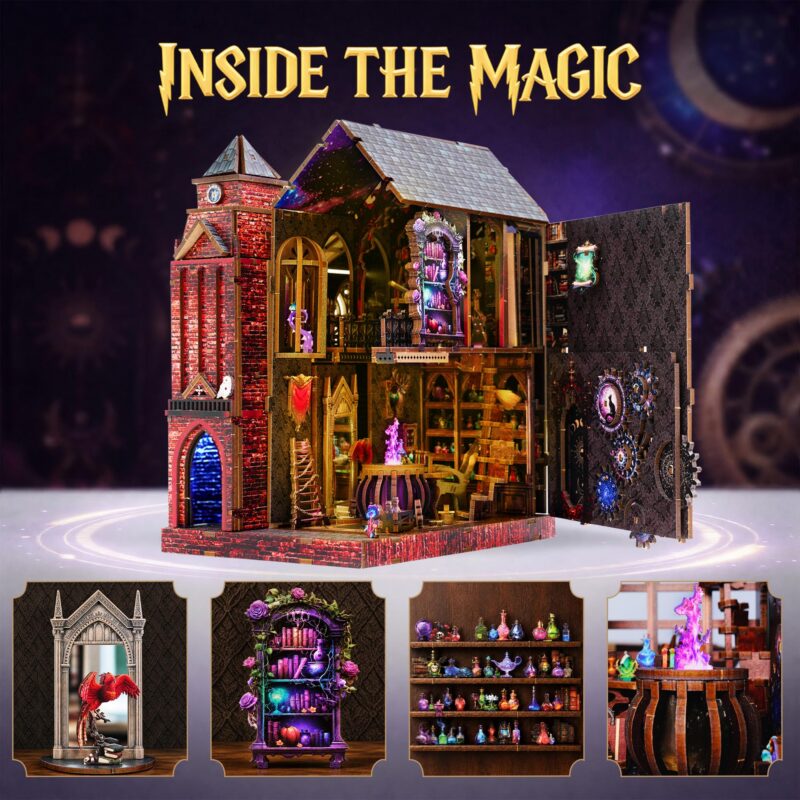 Gattlelic Arcane Spire Magic Castle DIY Book Nook Kit with LED