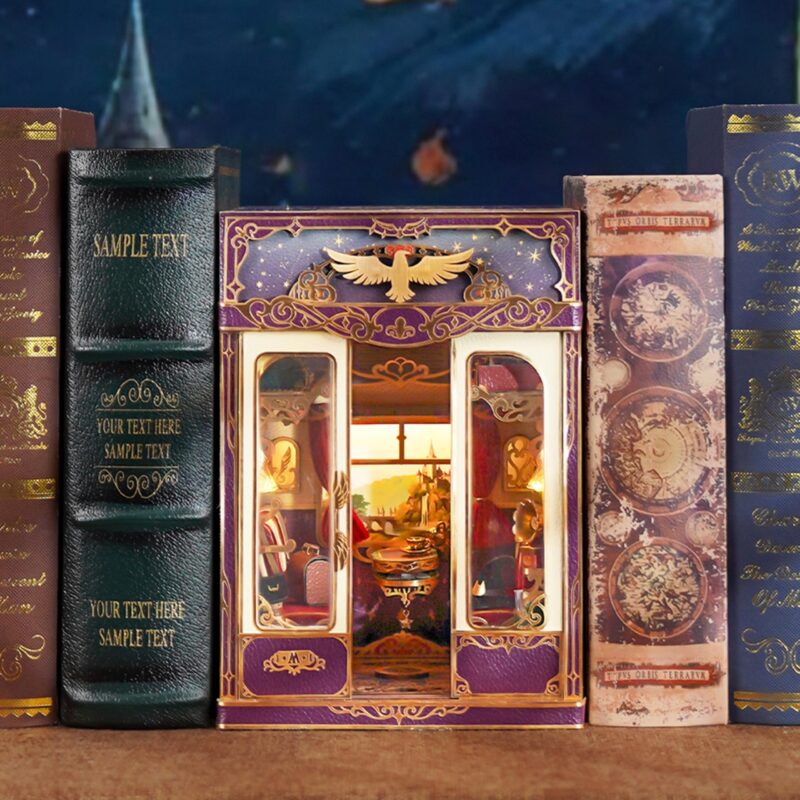 Tonecheer Magical Journey Train Cabin DIY Book Nook Kit with LED