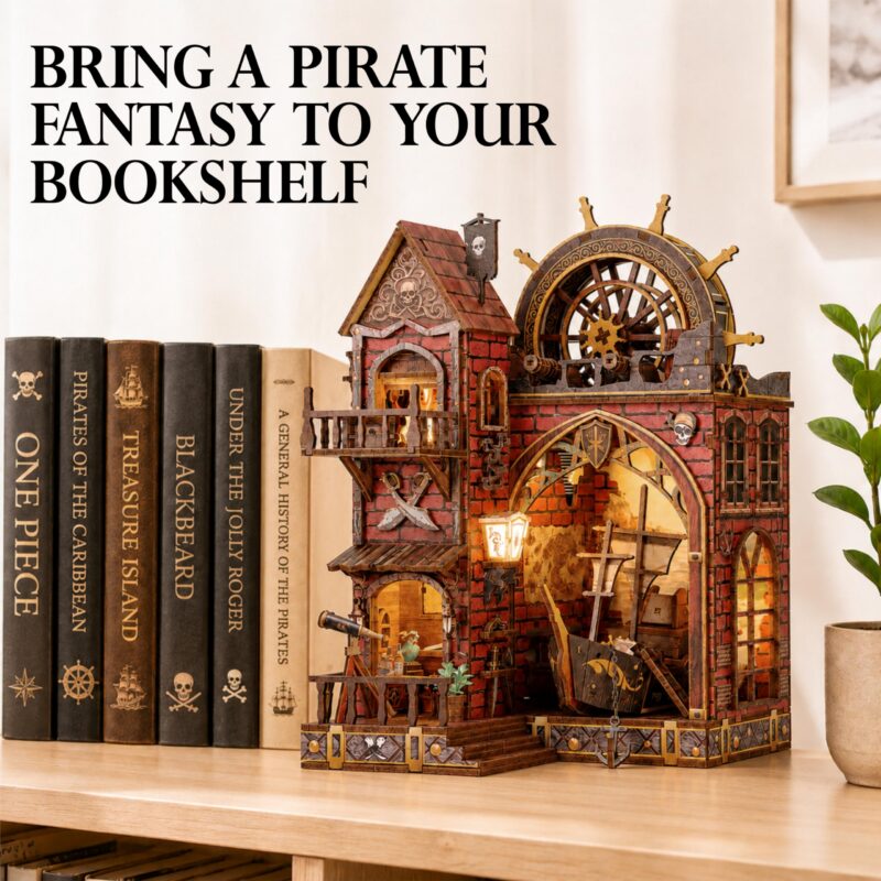 Isseve Pirate Castle DIY Book Nook Kit with LED
