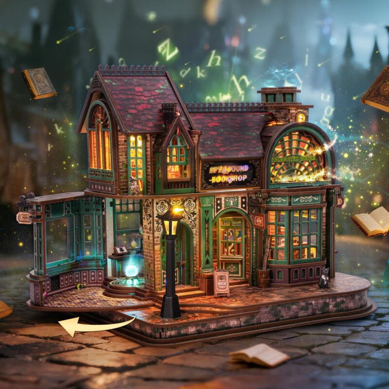 Funpola Magic Bookstore DIY Book Nook Kit with LED